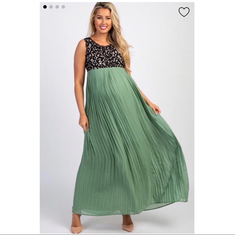 Pinkblush maternity dress green lace chiffon